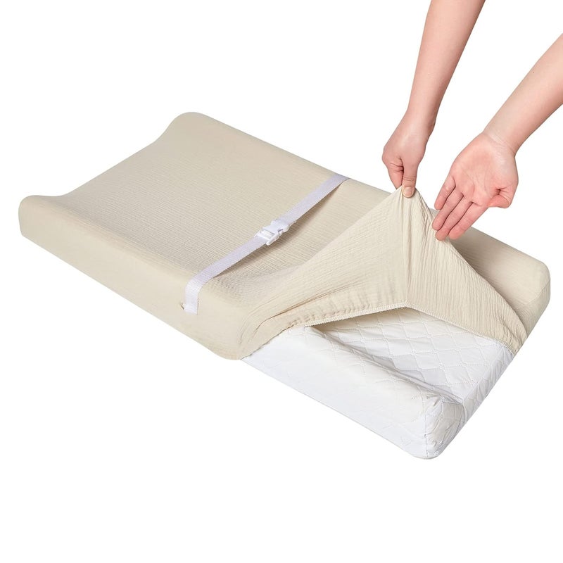 DONOMILO Muslin Changing Pad Cover,Ultra Soft Breathable Diaper Changing Table Cover for Baby Boys Girls,Neutral Fitted Changing Pad Sheets - Image 4